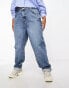 ASOS DESIGN Curve high rise relaxed mom jeans in mid blue