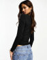 JDY ruched detail long sleeve top in black