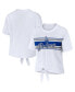Women's White Los Angeles Dodgers Front Tie T-shirt