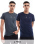 Фото #1 товара Tommy Jeans 2 pack slim logo t-shirts in grey and navy