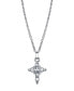 ფოტო #1 პროდუქტის Silver Tone Crystal Cross Pendant Necklace 16" Adjustable