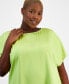 Фото #3 товара Plus Size Boat-Neck Short-Sleeve Blouse, Created for Macy's