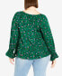 Фото #2 товара Plus Size Floral Fields Shirred Cuff Tunic Top