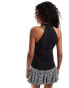 COLLUSION high neck rib tank top in black