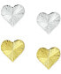 ფოტო #3 პროდუქტის 2-Pc. Set Textured Heart Stud Earrings in Sterling Silver & 18k Gold-Plate, Created for Macy's