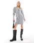 Vero Moda Tall buttondown knitted mini dress in light grey melange