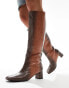 Фото #2 товара Public Desire Tamira block heel knee boots in brown ombre croc