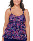 Plus Size Paisley-Print Tiered Tankini Top, Created for Macy's