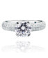 ფოტო #2 პროდუქტის Suzy Levian Sterling Silver Cubic Zirconia Bridal Pave Engagement Ring