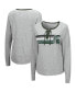 Фото #2 товара Women's Heathered Gray Michigan State Spartans Sundial Tri-Blend Long Sleeve Lace-Up T-shirt