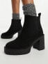 ASOS DESIGN Wide Fit Elma heeled chunky chelsea boots in black