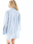 Фото #8 товара ASOS DESIGN oversized shirt dress with cape sleeve in blue stripe