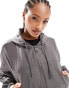 Pull&Bear cropped boxy nylon look hooded jacket in grey