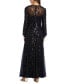 Sequined Blouson-Sleeve Gown