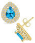 ფოტო #1 პროდუქტის Topaz (1-3/4 ct. t.w.) and Diamond (5/8 ct. t.w.) Halo Stud Earrings in 14K Yellow Gold