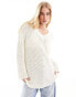 Фото #3 товара 4th & Reckless v neck lightweight open knit jumper in cream