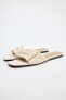 FABRIC EMBELLISHED FLAT SLIDER SANDALS