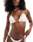 Фото #4 товара The Frolic ives tie detail crochet triangle bikini top in cream