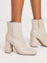 Фото #2 товара New Look heeled ankle boots in off white