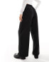 Vila Petite mix and match high waist wide leg trouser co-ord in black