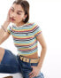 Superdry vintage stripe crop t-shirt in yellow