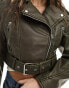 Only faux leather cropped biker in wash black