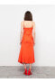 Фото #3 товара Kruvaze Yaka Düz Askılı Saten Kadın Elbise