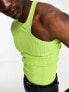 COLLUSION knitted one shoulder top in rib in lime green