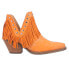 Dingo Fine N' Dandy Fringe Studded Snip Toe Cowboy Booties Womens Orange Casual