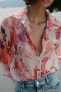 Фото #1 товара Рубашка из ткани с цветочным принтом ZARA