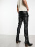 ASOS DESIGN skinny leather look trousers with fringed pockets