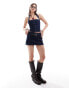 Фото #1 товара Pull&Bear buckle belt detail micro mini skirt co-ord in indigo blue