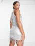 Jaded Rose Tall halterneck mini dress with silver sequin fringing