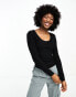 JDY ribbed round neck jumper in black