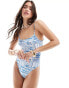 Фото #1 товара ASOS DESIGN Soleil square neck skinny strap swimsuit in blue