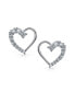 ფოტო #2 პროდუქტის Bridal Love Is A Journey Cubic Zirconia Pave CZ Open Heart Shaped Stud Earrings For Women Girlfriend .925 Sterling Silver