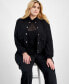 Фото #4 товара Trendy Plus Size Snap-Front Bomber Jacket, Created for Macy's