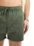 ASOS DESIGN 2 pack slim shorter length chino shorts in khaki and stone with elasticated waist save