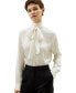 ფოტო #1 პროდუქტის Silk Turtleneck Ribbon Blouse for Women