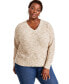 Фото #2 товара Women's Spacedyed V-Neck Sweater, PP-4X, Created for Macy's