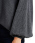 Фото #7 товара Women's Rib-Knit Bubble Sleeve Long Sleeve Sweater