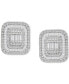 ფოტო #3 პროდუქტის Diamond Round & Baguette Square Halo Cluster Stud Earrings (1 ct. t.w.) in 14k White Gold, Created for Macy's