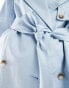 Фото #4 товара ASOS DESIGN longline linen mix trench coat in blue