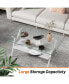 Фото #7 товара Modern Glass Coffee Table with White Metal Legs