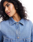 Фото #4 товара Stradivarius denim shacket in medium blue