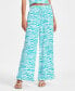 ფოტო #4 პროდუქტის Women's Pleated Wide-Leg Smocked-Waist Pants, Created for Macy's