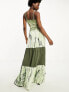 Фото #4 товара Daisy Street pleated maxi skirt in khaki tie dye co-ord