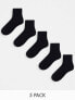 ASOS DESIGN 5 pack ankle socks with terry sole in black