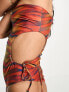 ASOS DESIGN one shoulder cut out swimsuit in heat map zebra print