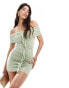 Фото #1 товара ASOS DESIGN bardot frill detail mini dress in sage green